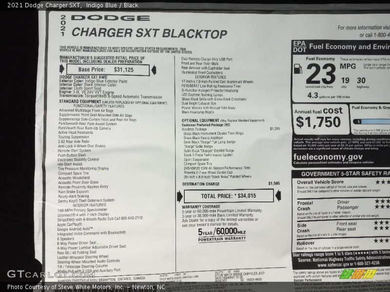 Indigo Blue / Black 2021 Dodge Charger SXT