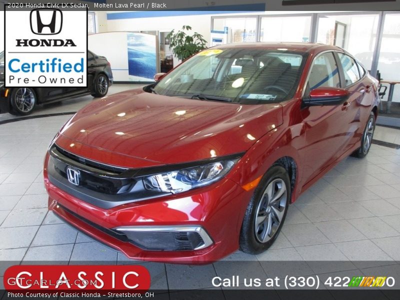 Molten Lava Pearl / Black 2020 Honda Civic LX Sedan