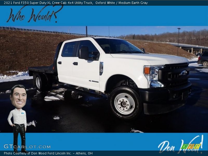 Oxford White / Medium Earth Gray 2021 Ford F350 Super Duty XL Crew Cab 4x4 Utility Truck