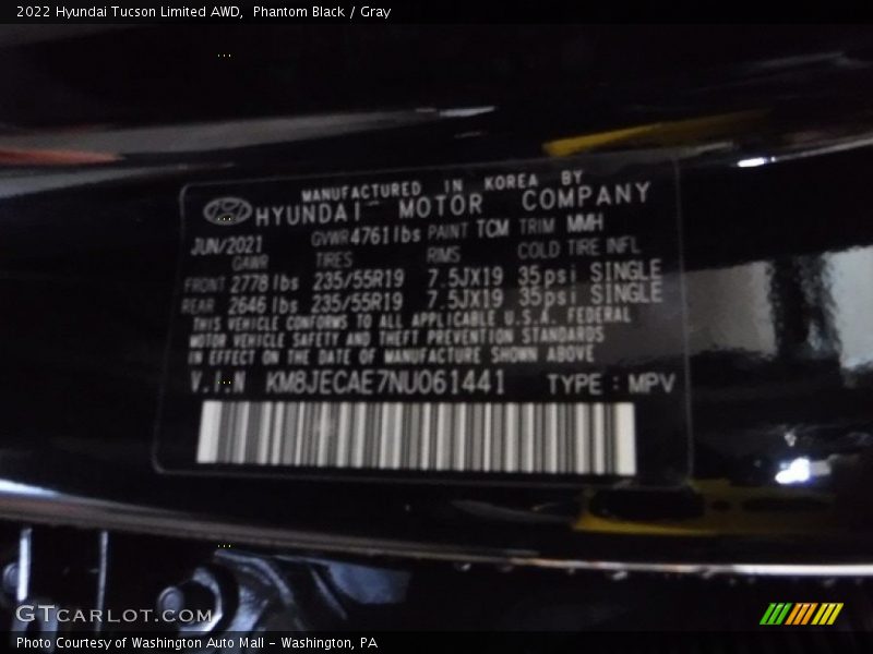 Phantom Black / Gray 2022 Hyundai Tucson Limited AWD
