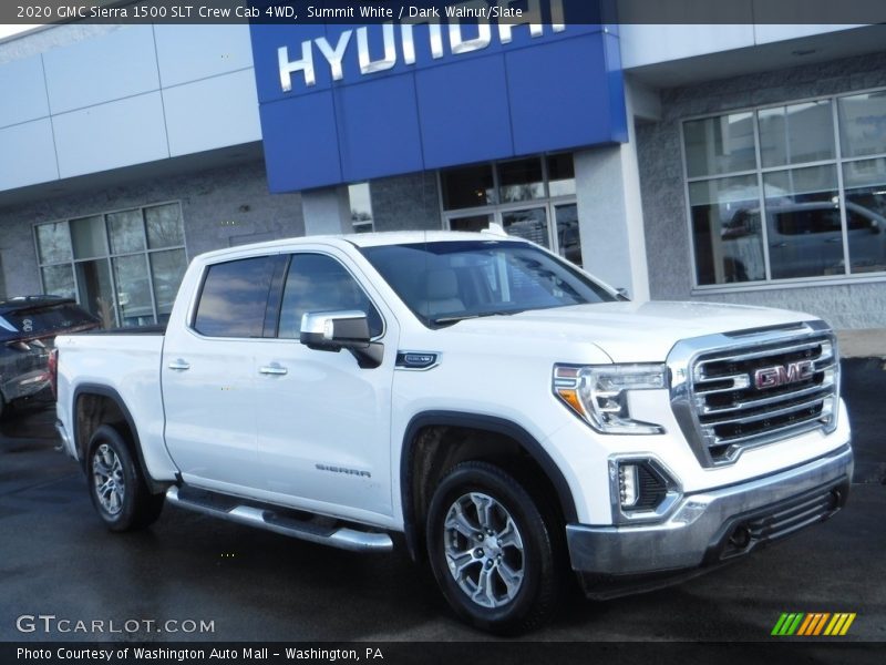 Summit White / Dark Walnut/Slate 2020 GMC Sierra 1500 SLT Crew Cab 4WD