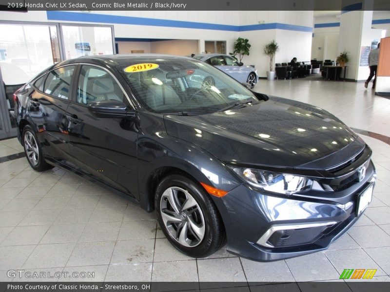 Cosmic Blue Metallic / Black/Ivory 2019 Honda Civic LX Sedan
