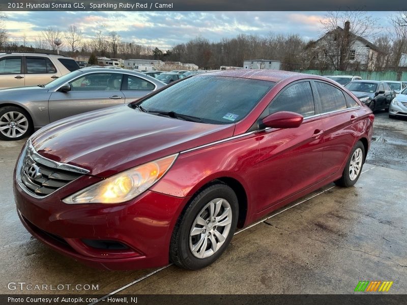 Sparkling Ruby Red / Camel 2012 Hyundai Sonata GLS