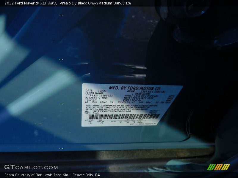 2022 Maverick XLT AWD Area 51 Color Code KU