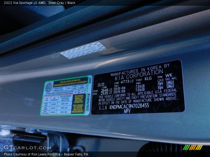 Steel Gray / Black 2022 Kia Sportage LX AWD