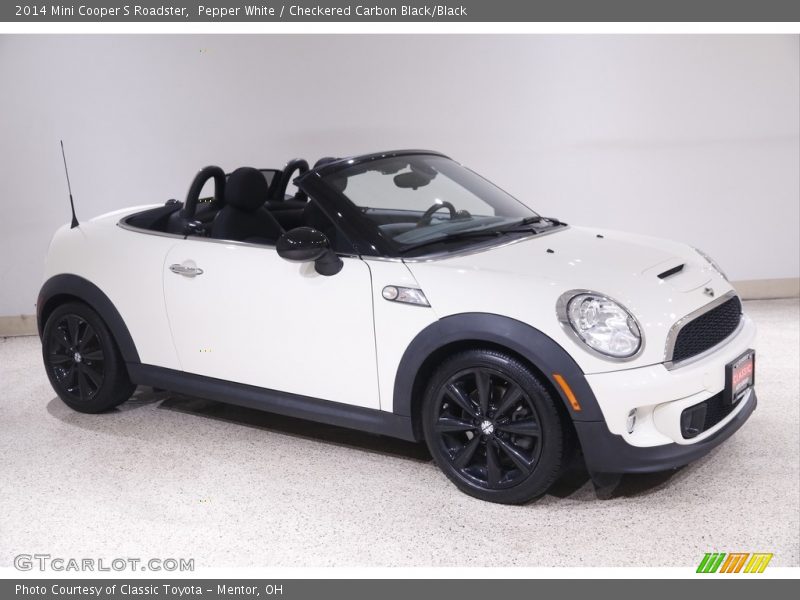 Pepper White / Checkered Carbon Black/Black 2014 Mini Cooper S Roadster