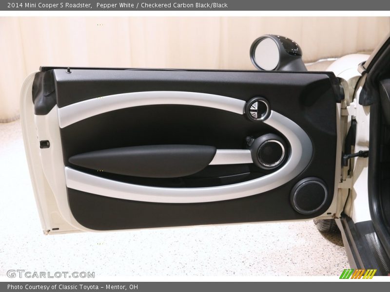 Pepper White / Checkered Carbon Black/Black 2014 Mini Cooper S Roadster