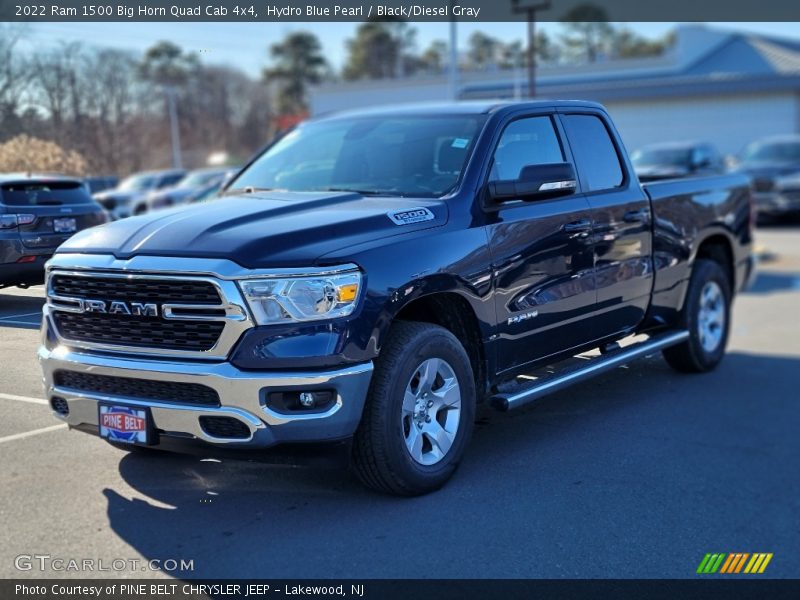 Hydro Blue Pearl / Black/Diesel Gray 2022 Ram 1500 Big Horn Quad Cab 4x4
