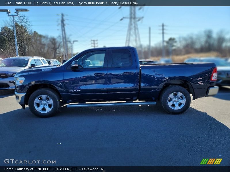 Hydro Blue Pearl / Black/Diesel Gray 2022 Ram 1500 Big Horn Quad Cab 4x4