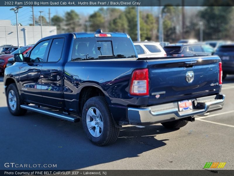 Hydro Blue Pearl / Black/Diesel Gray 2022 Ram 1500 Big Horn Quad Cab 4x4