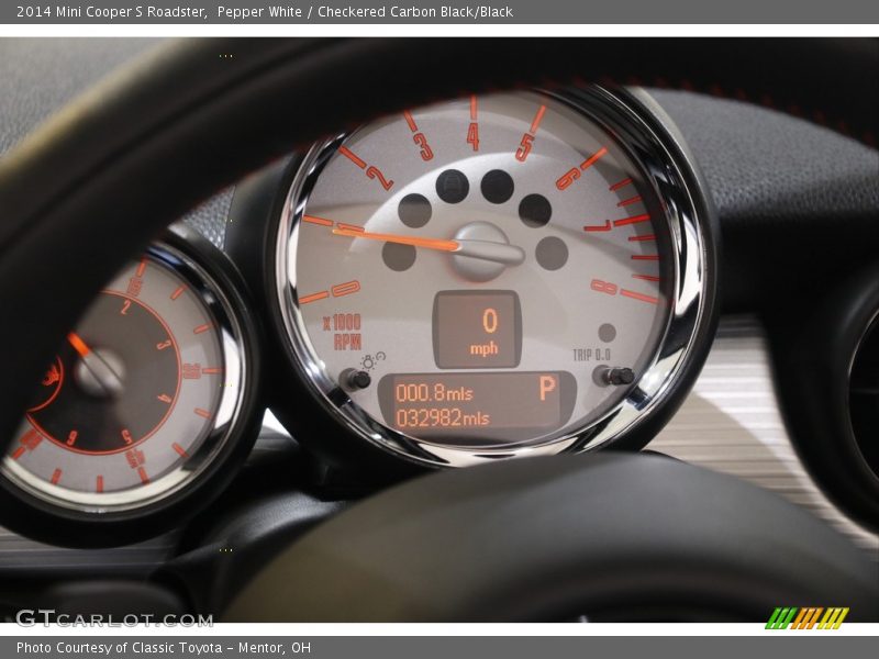 Pepper White / Checkered Carbon Black/Black 2014 Mini Cooper S Roadster