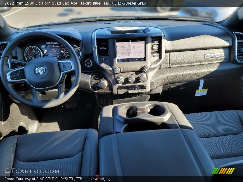 Hydro Blue Pearl / Black/Diesel Gray 2022 Ram 1500 Big Horn Quad Cab 4x4