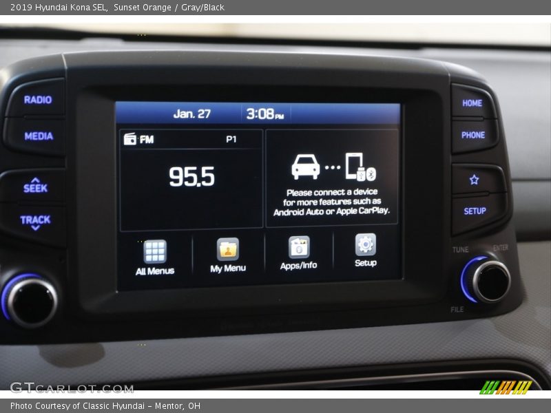 Sunset Orange / Gray/Black 2019 Hyundai Kona SEL