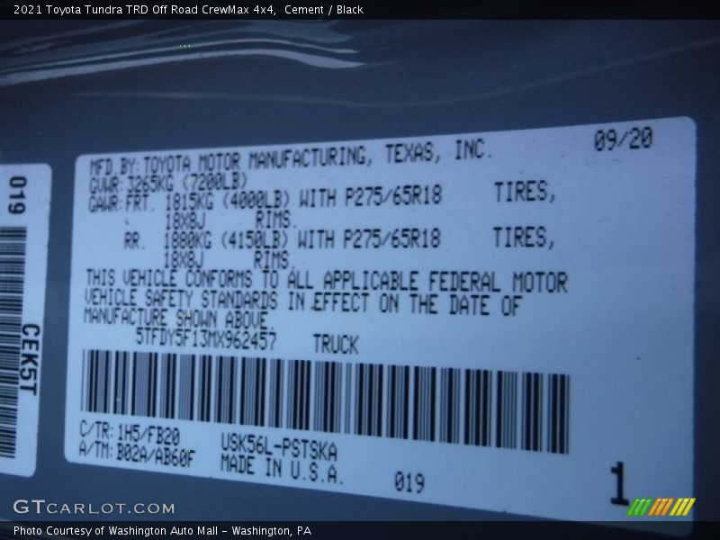 1H5 - 2021 Toyota Tundra TRD Off Road CrewMax 4x4