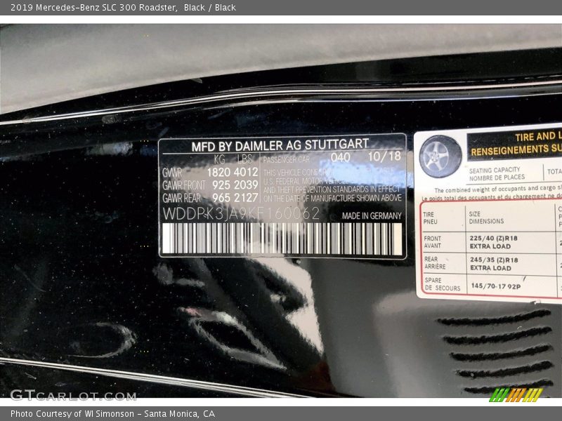Black / Black 2019 Mercedes-Benz SLC 300 Roadster