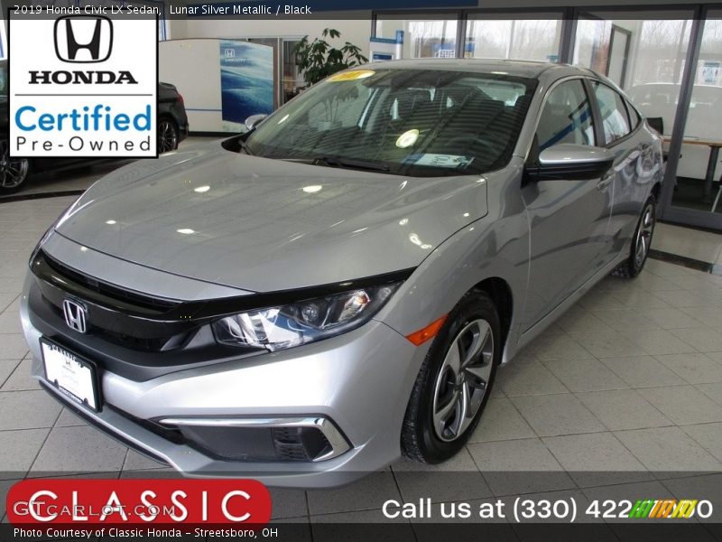 Lunar Silver Metallic / Black 2019 Honda Civic LX Sedan