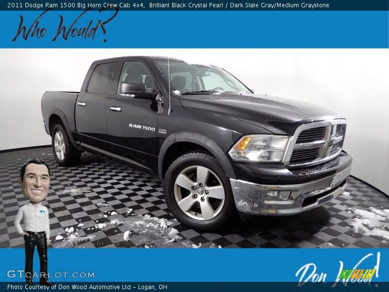 Brilliant Black Crystal Pearl / Dark Slate Gray/Medium Graystone 2011 Dodge Ram 1500 Big Horn Crew Cab 4x4