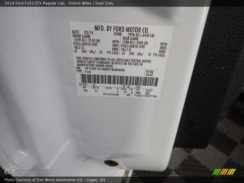 Oxford White / Steel Grey 2014 Ford F150 STX Regular Cab