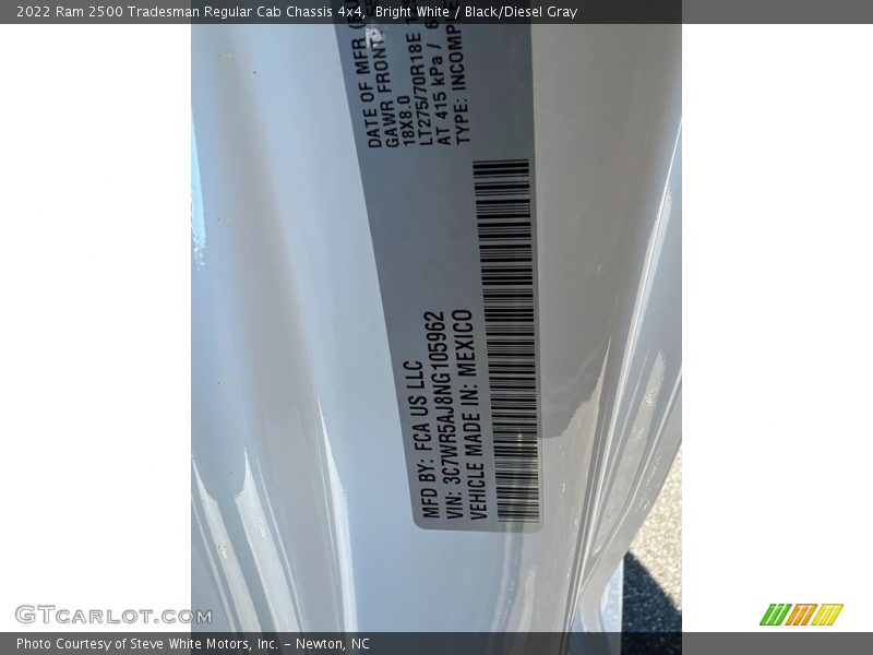Bright White / Black/Diesel Gray 2022 Ram 2500 Tradesman Regular Cab Chassis 4x4