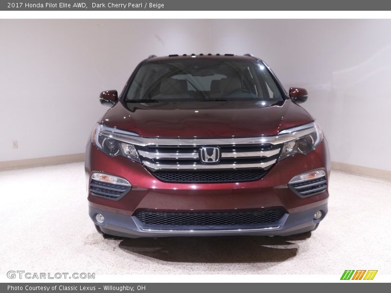 Dark Cherry Pearl / Beige 2017 Honda Pilot Elite AWD