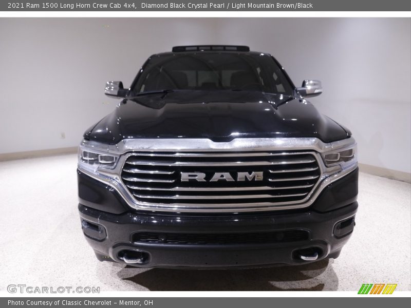 Diamond Black Crystal Pearl / Light Mountain Brown/Black 2021 Ram 1500 Long Horn Crew Cab 4x4