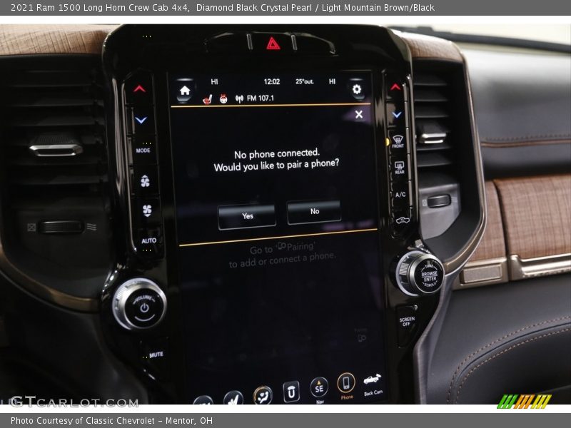 Diamond Black Crystal Pearl / Light Mountain Brown/Black 2021 Ram 1500 Long Horn Crew Cab 4x4