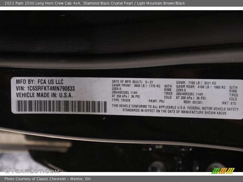 Diamond Black Crystal Pearl / Light Mountain Brown/Black 2021 Ram 1500 Long Horn Crew Cab 4x4