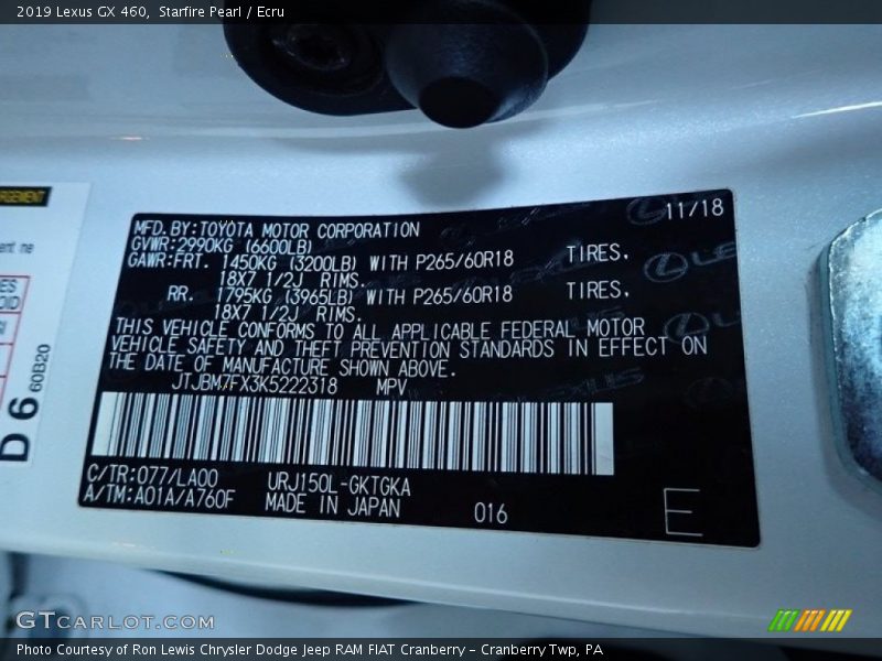 Starfire Pearl / Ecru 2019 Lexus GX 460