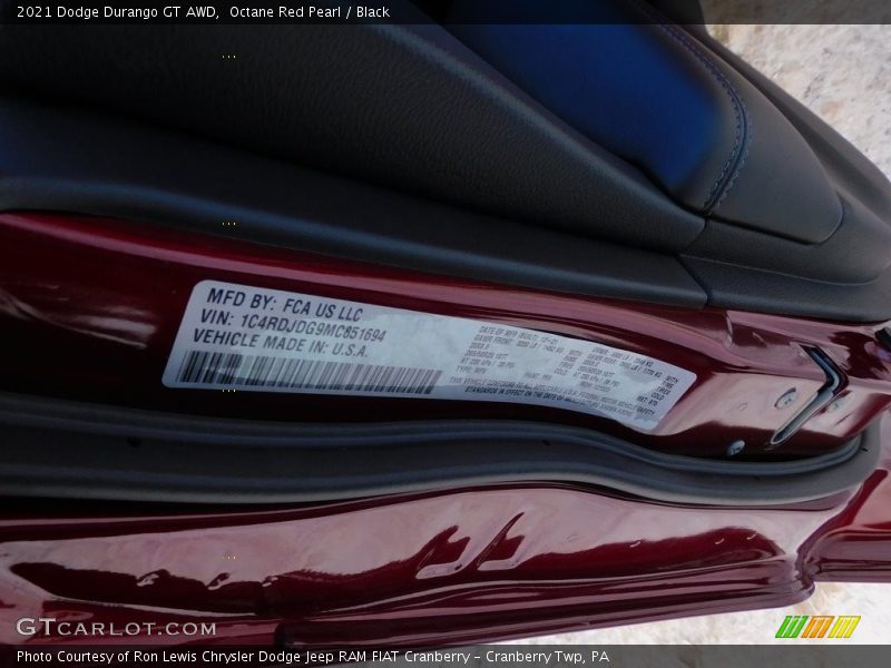 Octane Red Pearl / Black 2021 Dodge Durango GT AWD