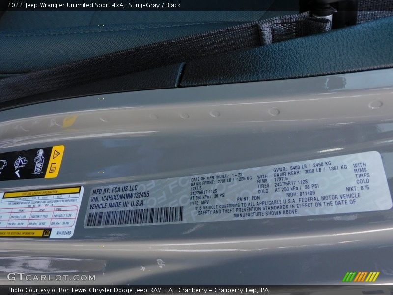 Sting-Gray / Black 2022 Jeep Wrangler Unlimited Sport 4x4