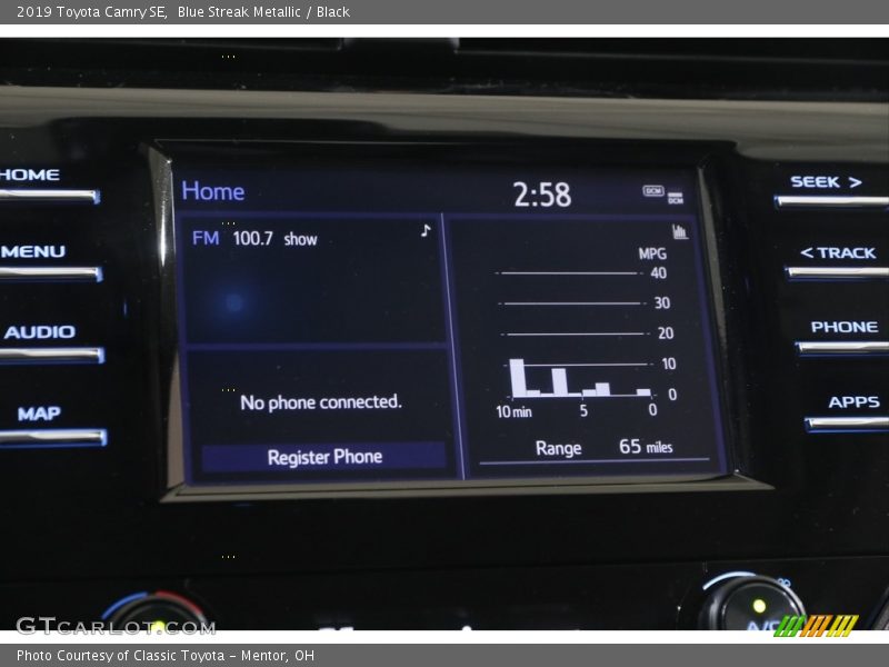 Blue Streak Metallic / Black 2019 Toyota Camry SE