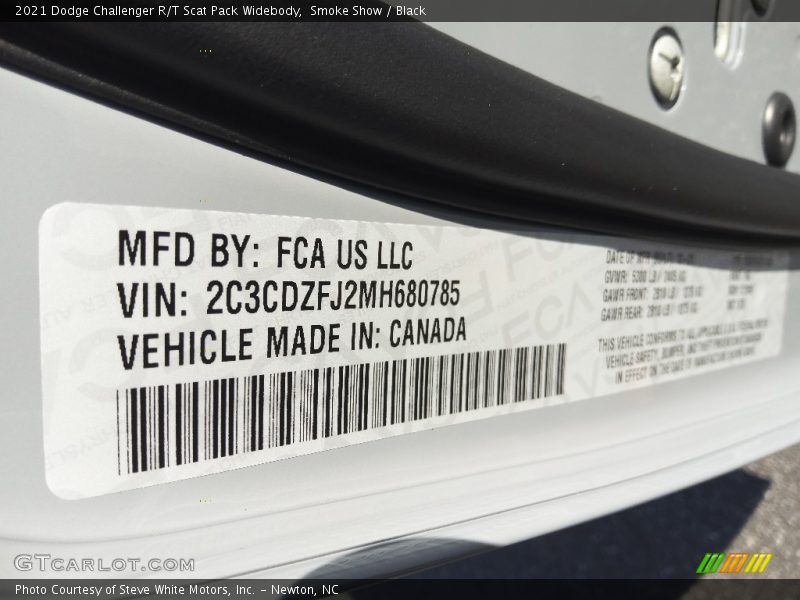 Smoke Show / Black 2021 Dodge Challenger R/T Scat Pack Widebody