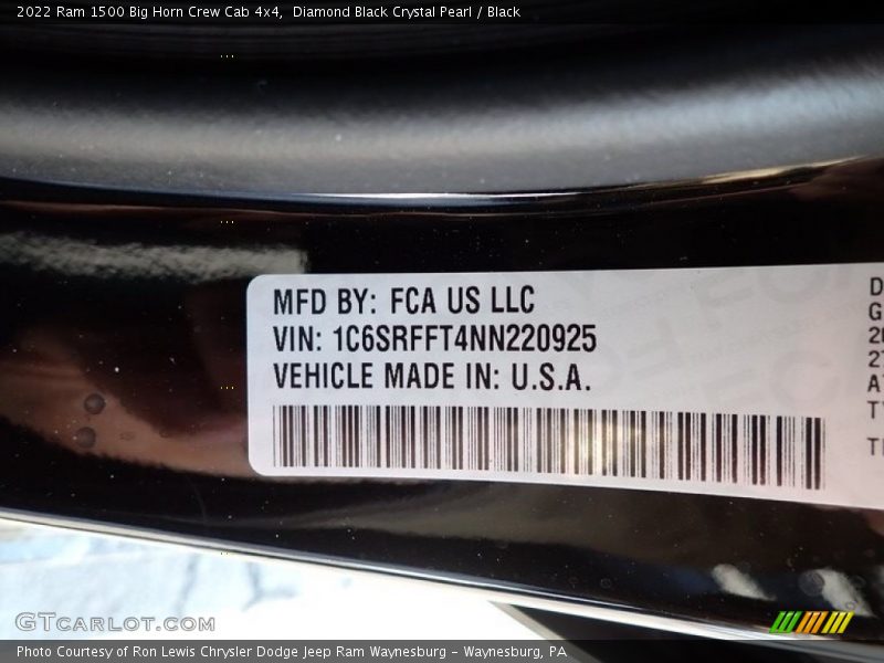 Diamond Black Crystal Pearl / Black 2022 Ram 1500 Big Horn Crew Cab 4x4