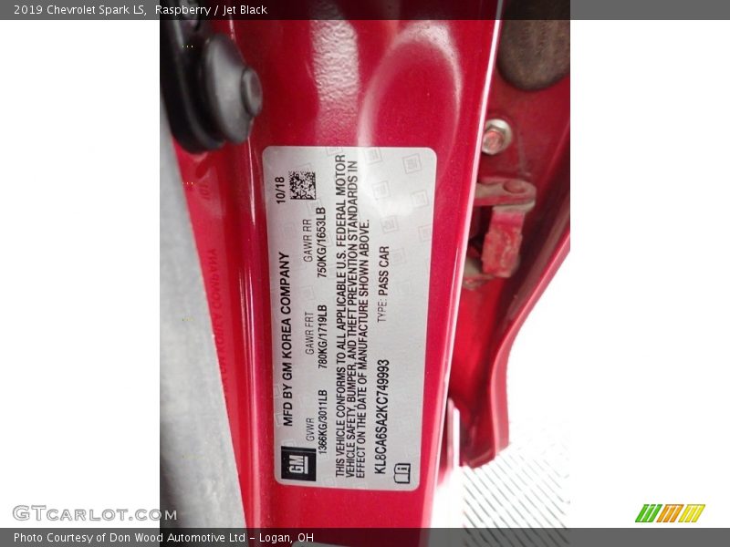 Raspberry / Jet Black 2019 Chevrolet Spark LS