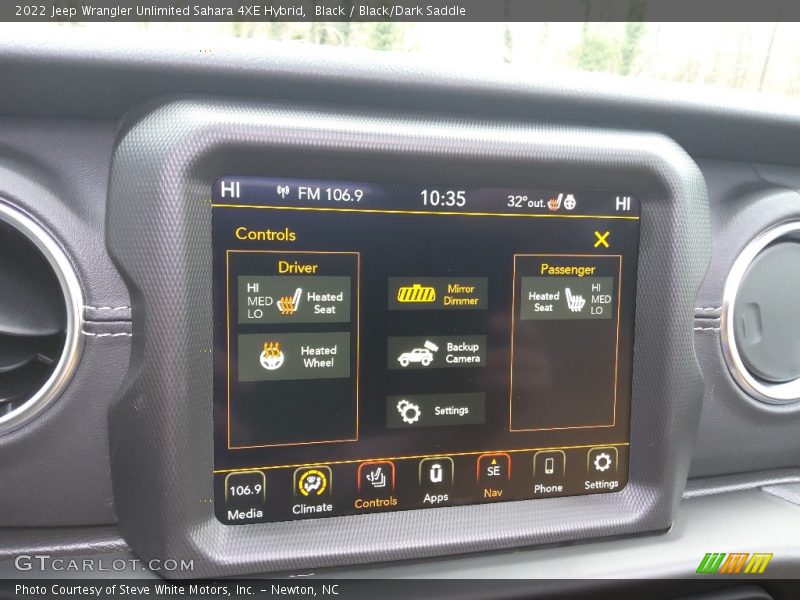 Controls of 2022 Wrangler Unlimited Sahara 4XE Hybrid