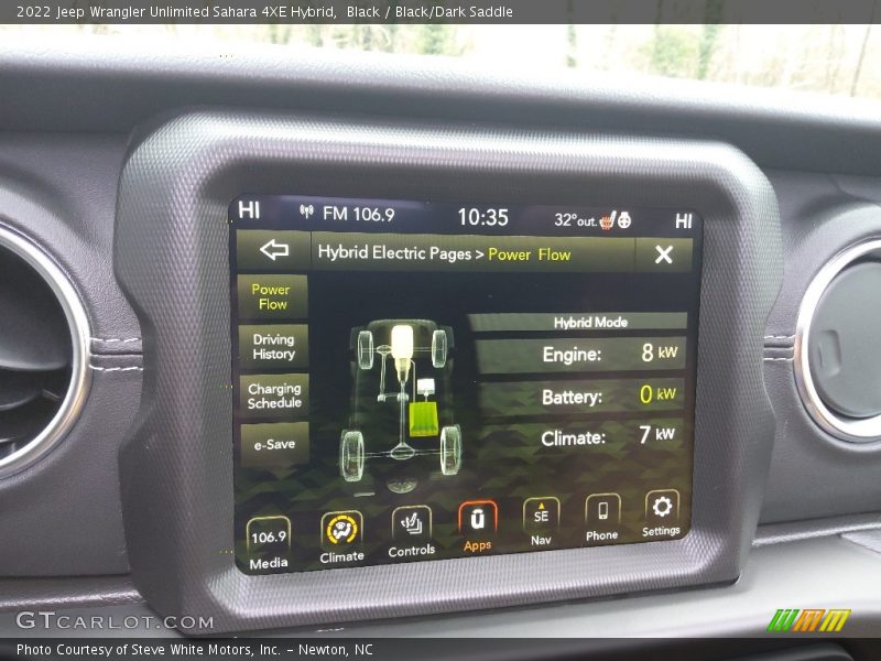 Controls of 2022 Wrangler Unlimited Sahara 4XE Hybrid