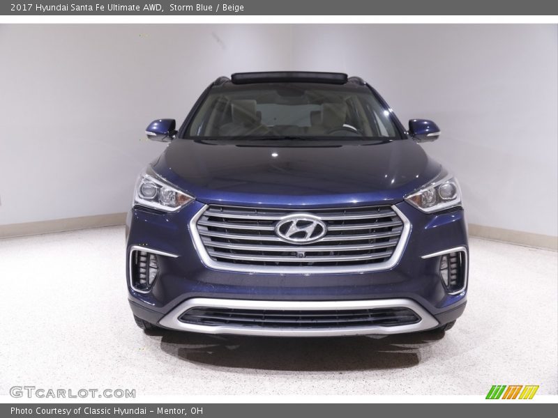 Storm Blue / Beige 2017 Hyundai Santa Fe Ultimate AWD