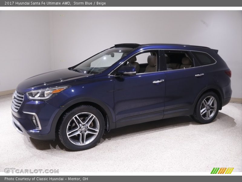 Storm Blue / Beige 2017 Hyundai Santa Fe Ultimate AWD