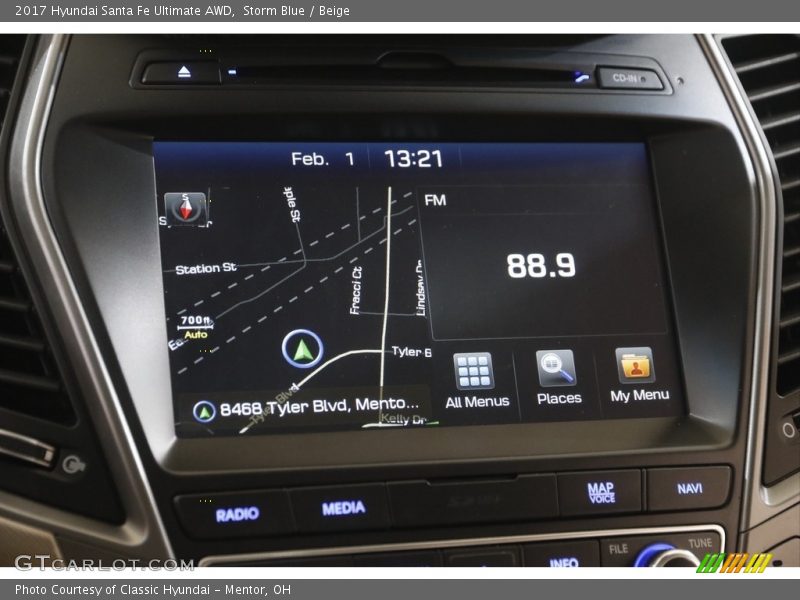 Storm Blue / Beige 2017 Hyundai Santa Fe Ultimate AWD