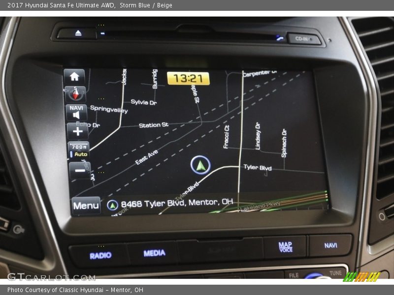Storm Blue / Beige 2017 Hyundai Santa Fe Ultimate AWD