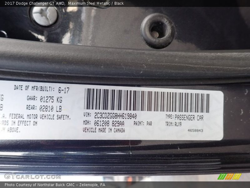 Maximum Steel Metallic / Black 2017 Dodge Challenger GT AWD