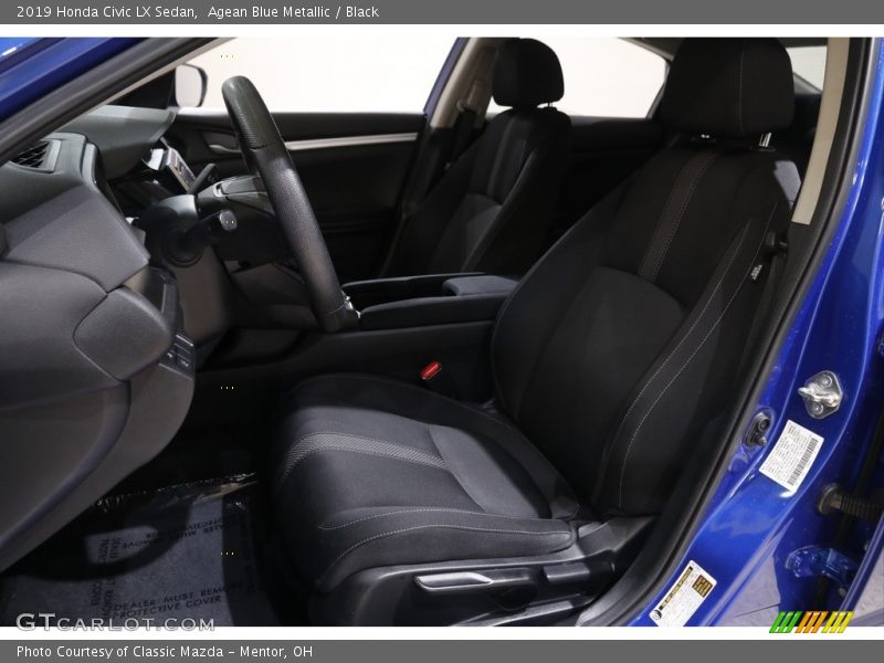 Agean Blue Metallic / Black 2019 Honda Civic LX Sedan