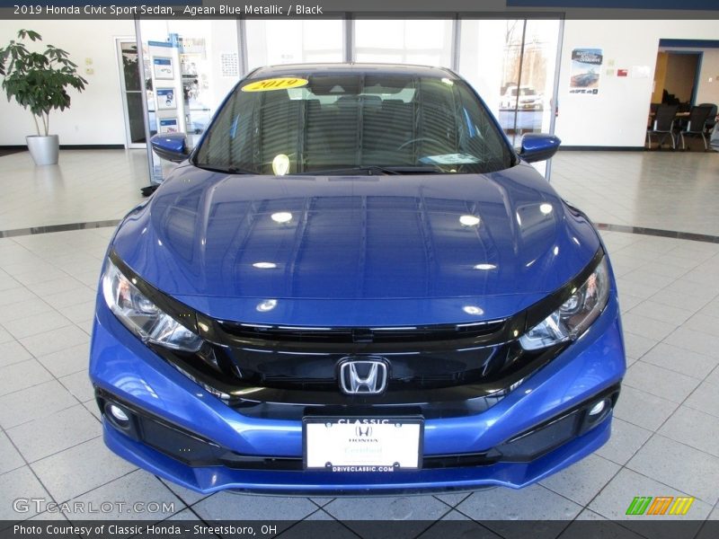 Agean Blue Metallic / Black 2019 Honda Civic Sport Sedan