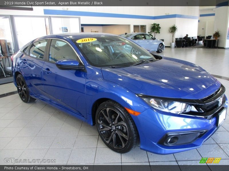 Agean Blue Metallic / Black 2019 Honda Civic Sport Sedan