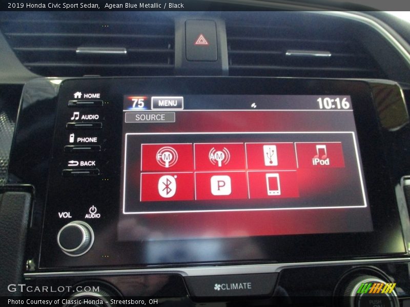 Agean Blue Metallic / Black 2019 Honda Civic Sport Sedan