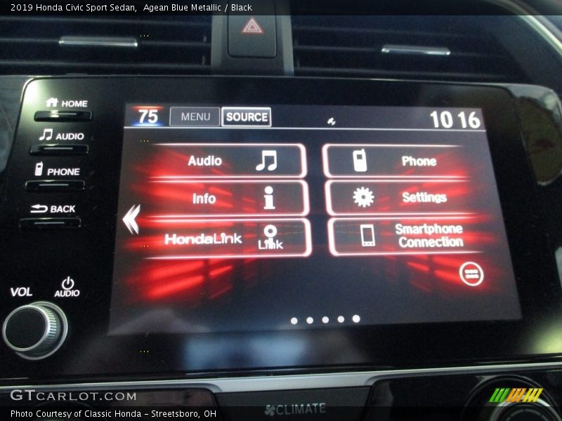 Agean Blue Metallic / Black 2019 Honda Civic Sport Sedan
