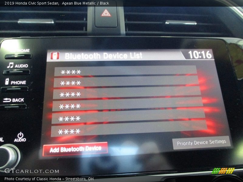 Agean Blue Metallic / Black 2019 Honda Civic Sport Sedan