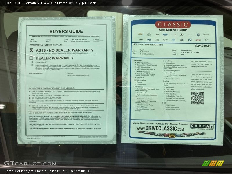 Summit White / Jet Black 2020 GMC Terrain SLT AWD
