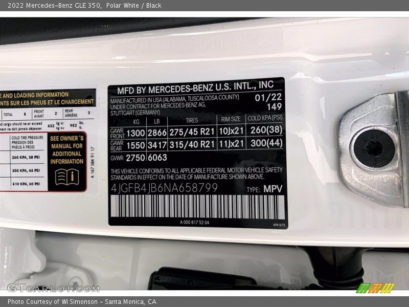 Polar White / Black 2022 Mercedes-Benz GLE 350