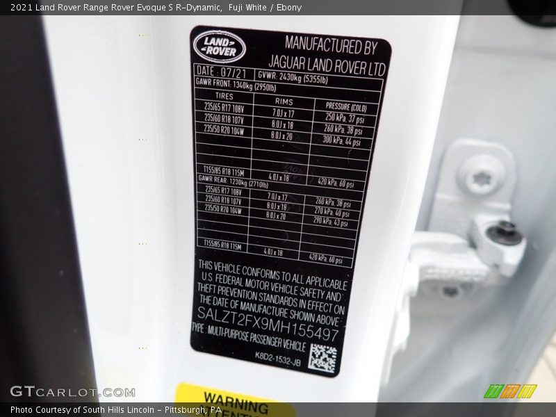 Fuji White / Ebony 2021 Land Rover Range Rover Evoque S R-Dynamic